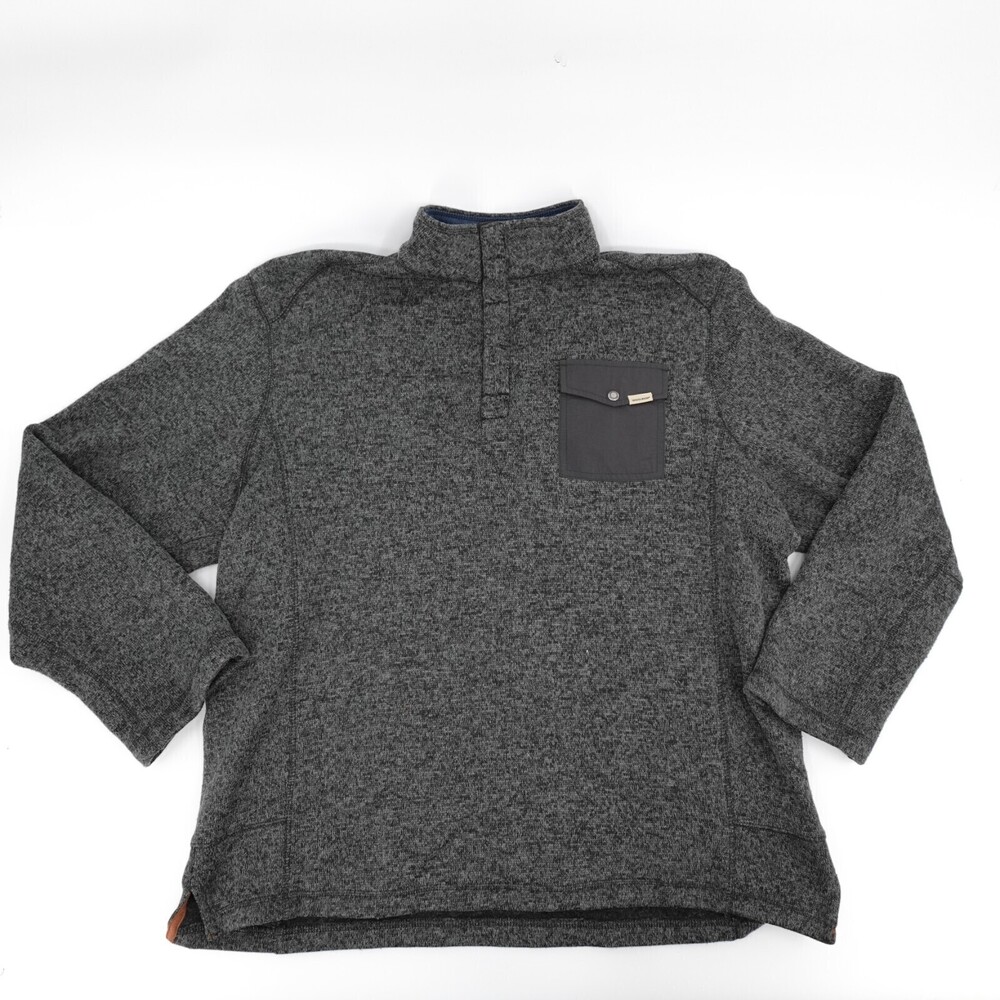 Woolrich Sweater Mens Extra Large Gray Mock Neck 1/4 Zip Pullover Pocket
